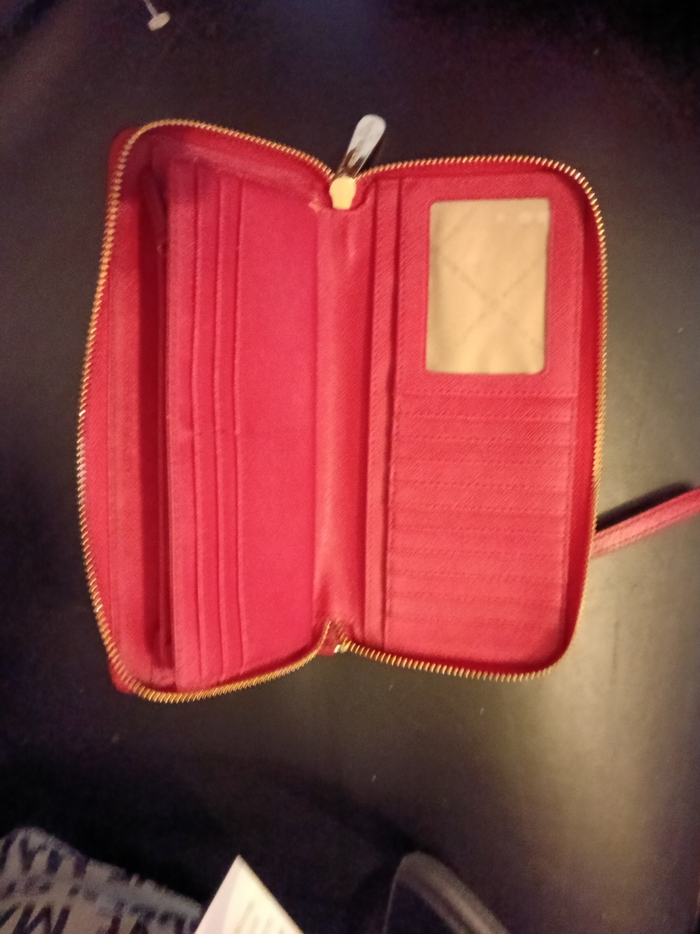 Michael Kors Red Jet Set Continental Zip Around Wallet w/ Gold Hardware - Picture 4 of 8